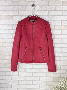 Marc New York Andrew Marc Mauve Rose Faux Suede Moto Jacket Size S